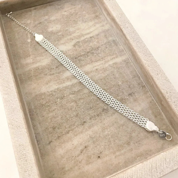 925 Sterling Silver Mesh Bracelet Wide Chunky Thick Bracelet Large Bracelet - Picture 6 of 7